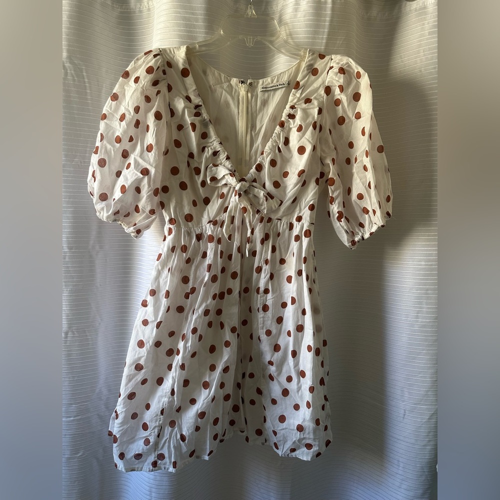Abercrombie & Fitch White Mini Dress with Brown Dots